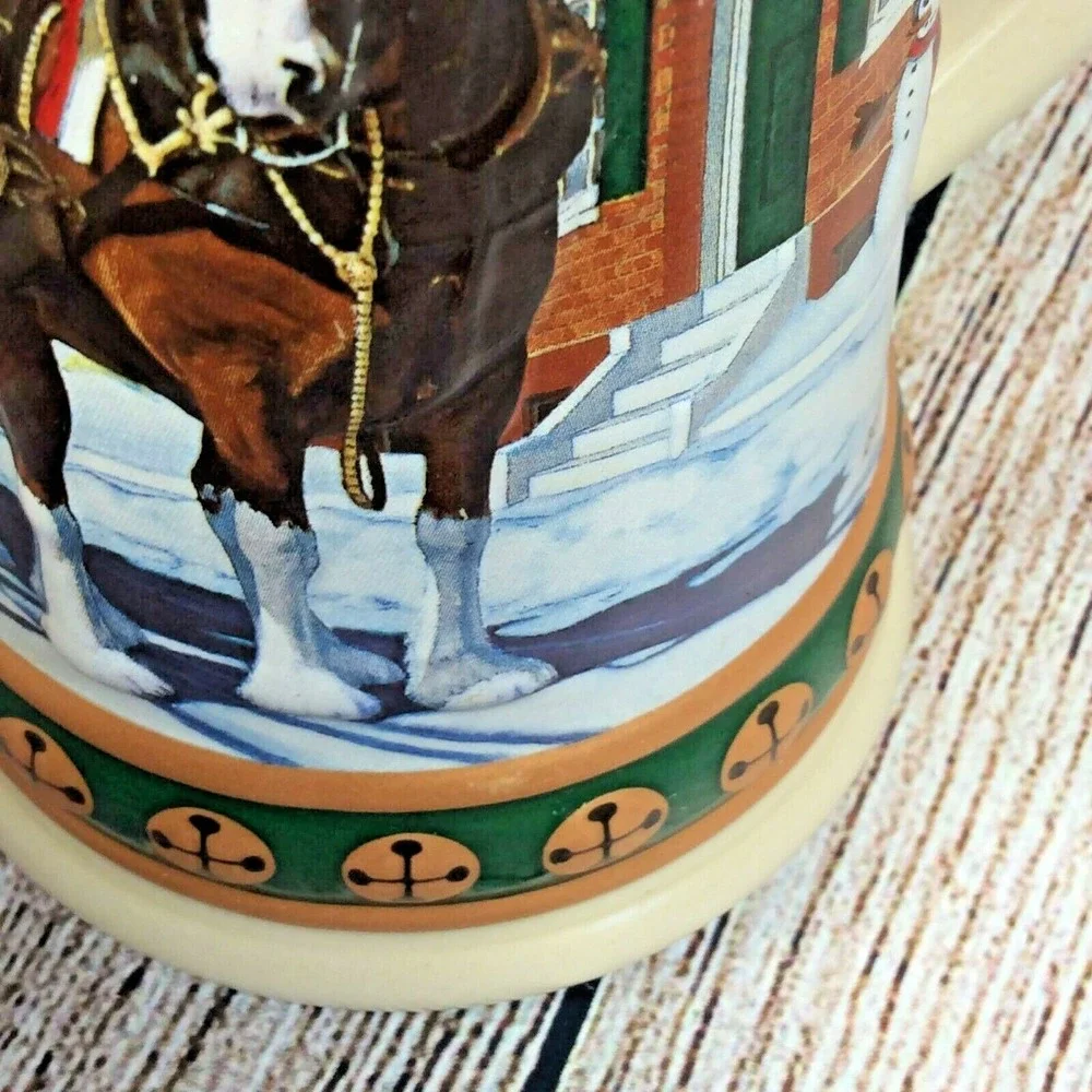 1994 Anheuser Busch Budweiser Holiday Christmas Clydesdales Horses Beer Stein